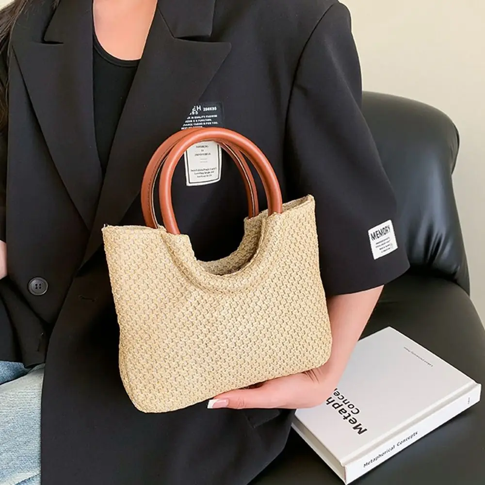

Simple Large Capacity Travel Grocery Handbags Korean Bag Bohemian Weave Beach Bag Straw Bag Women Handbag Shoulder Bag