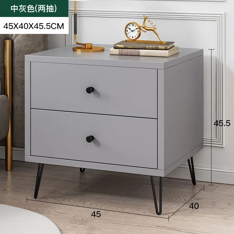 

Bedside Storage Cabinet Nordic Light Luxury Bedroom Bedside Table Shelf Simple Modern Iron Art Storage Cabinet Bedside Cabinet E