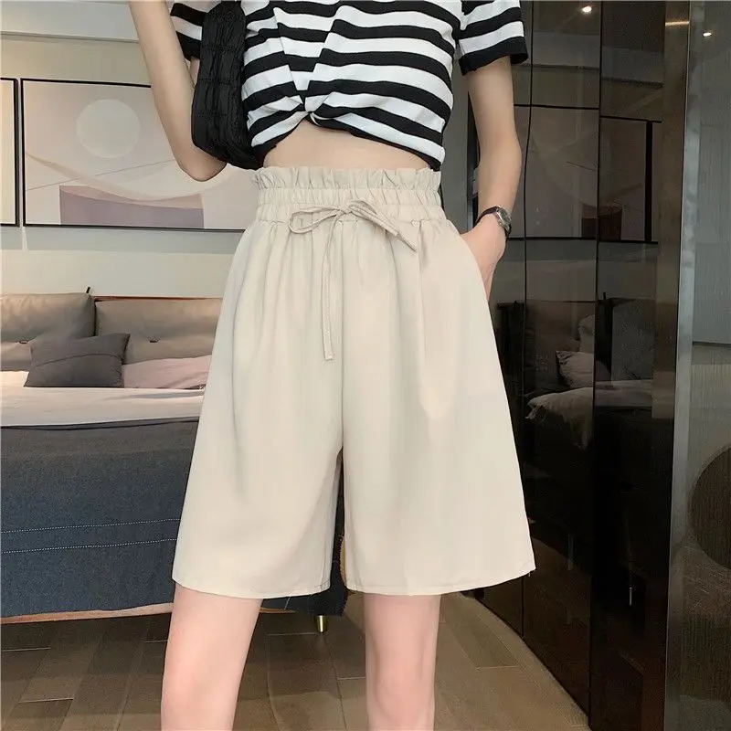 Y2K Clothes Summer Women's High Waist 2023 New Drawstring Chiffon Wide Leg Pants Casual Shorts Skirts Pants Korean Style Fashion