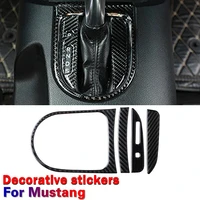 carbon fiber car interior gear shift decor panel trim fit for ford mustang 2015 2019 interior accessories gear panel cover
