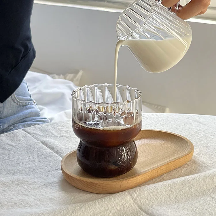 

400Ml/280Ml Stripe Coffee Cup High Temperature Resistant Water Glass Breakfast Milk Latte Cup Drinking Utensils