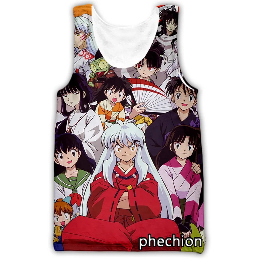 

Модный жилет Phechion для мужчин и женщин Inuyasha с 3D принтом, без рукавов, уличная одежда, свободные спортивные майки A201