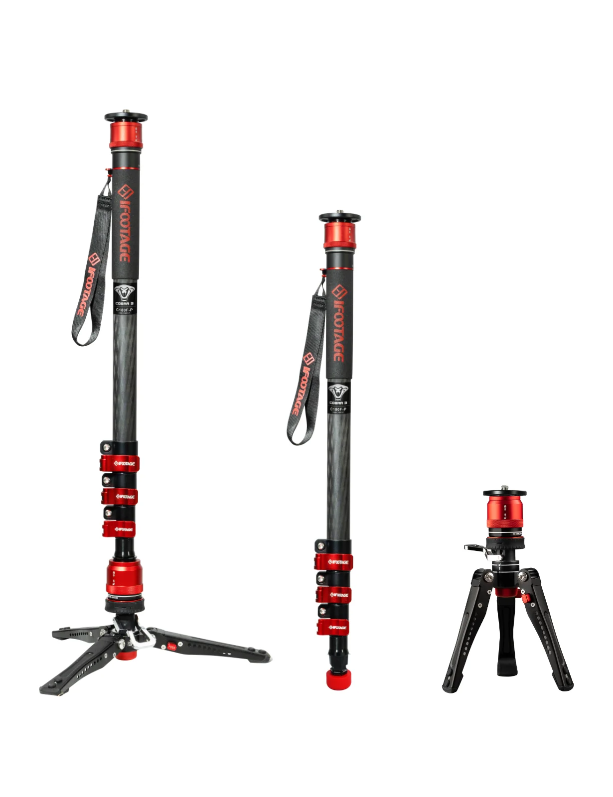 

IFOOTAGE Cobra 3 Monopod for Camera with Pedal Locking C180F-P, 71" Carbon Fiber Travel Monopod, Quick Release, Payload 8KG