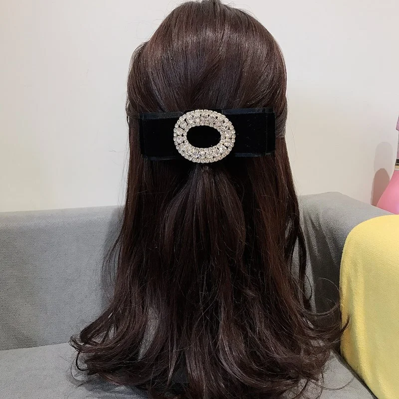 Заколки для волос девочек вельветовые с большим бантом стразы 2021 |