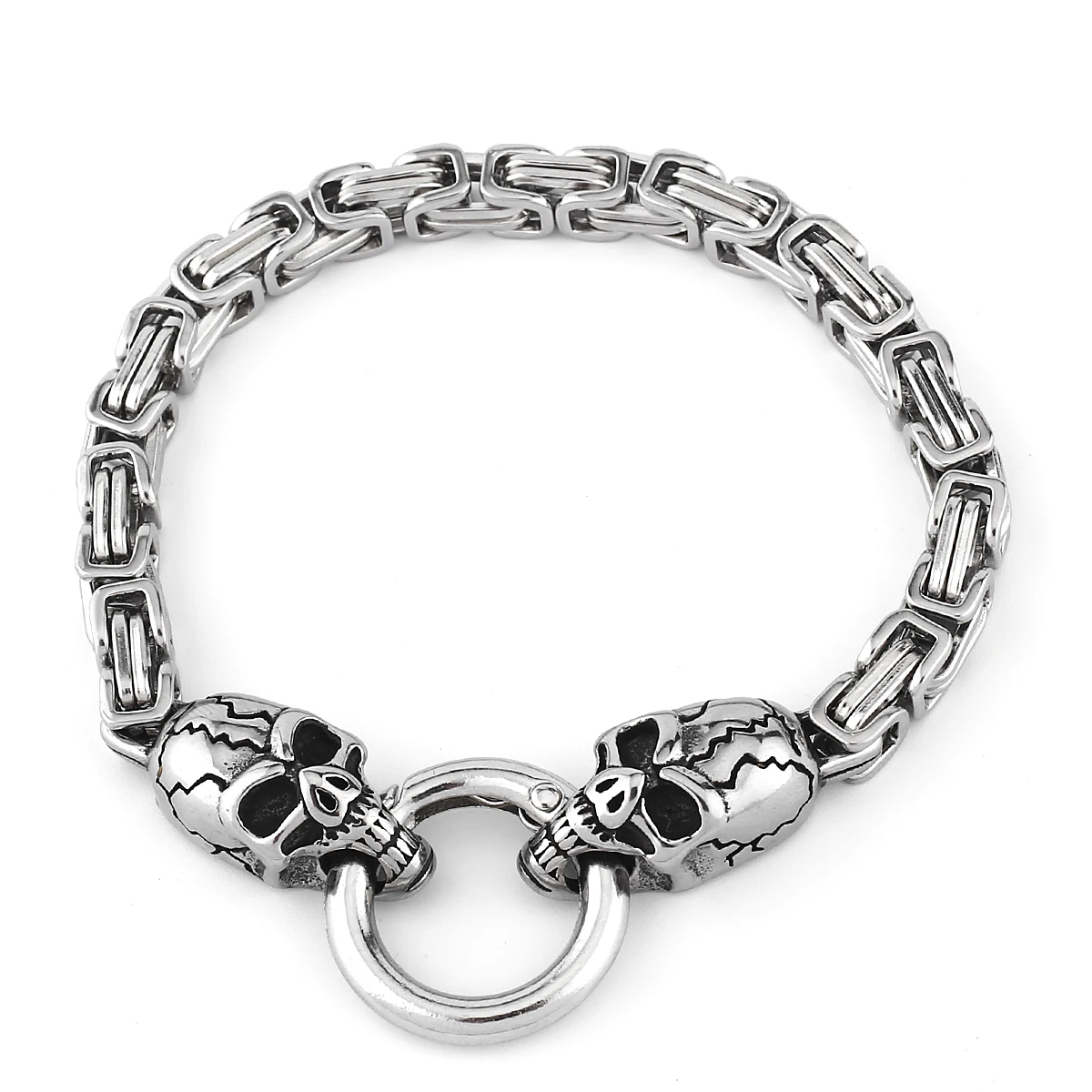 Мужской браслет из нержавеющей стали с черепом модный уличный в стиле хип-хоп для