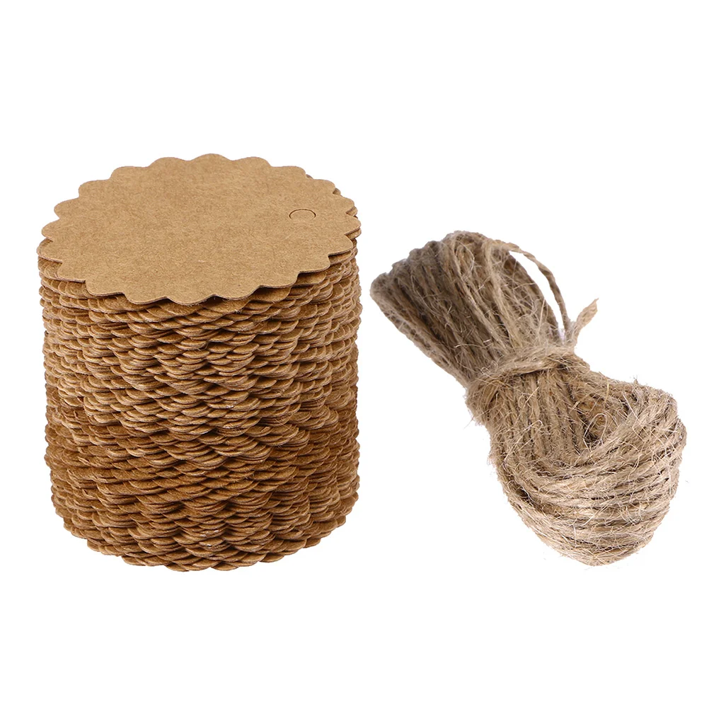 

Tags Paper Gift Scalloped Kraft Label Round Browntag Price Craft Corrugated Rope Chic Hemp Practical Hanging Jute Twine