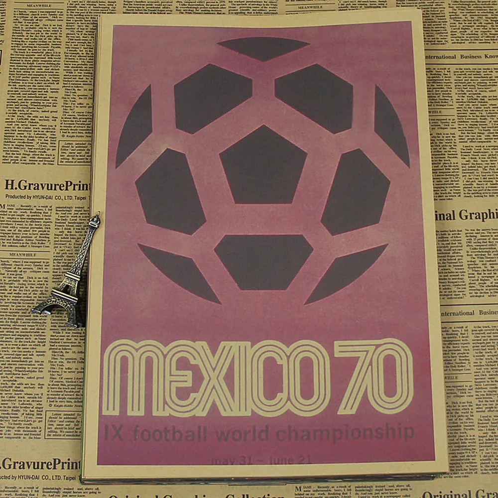 

Vintage "1970 Mexico World Football League" Football Poster Home DecorDetailed Antique Poster Wall Chart Retro Matte Kraft Paper
