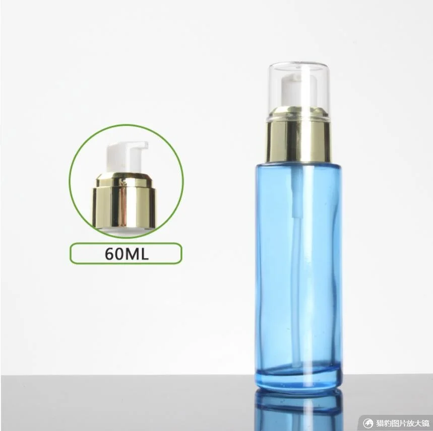 60 мл матовая/зеленая/синяя стеклянная бутылка золотой флакон с помпой Прозрачная