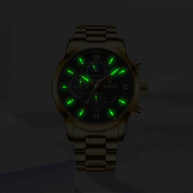 Women Watch LIGE Fashion Luxury Gold Watch For Women Casual Waterproof Quartz Ladies Stainless Steel Watch Relogio Feminino+BOX