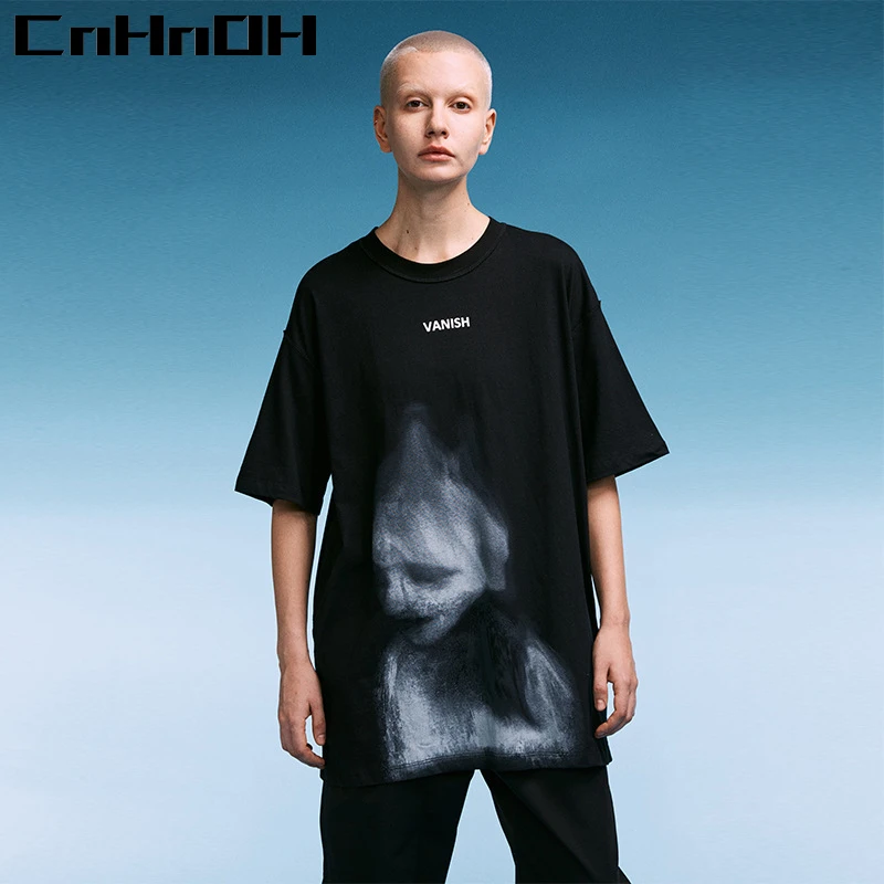 

CnHnOH Oversized Hip Hop Chic Fashion New Arrival Teeshirt Homme T-Shirt Short-Sleeved Cotton Tee Vanish Soul T-Shirt 9685