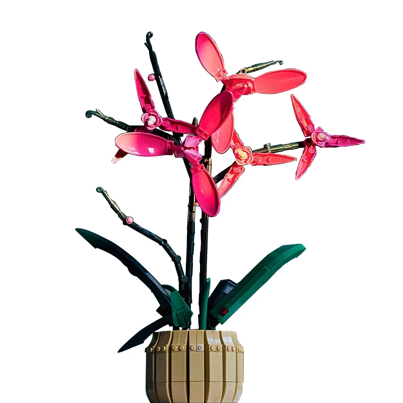 

Moc Bouquet Red Phalaenopsis Succulents Potted Home Building Blocks Ornaments Decoration Fit 10311 Girls Birthday Gifts