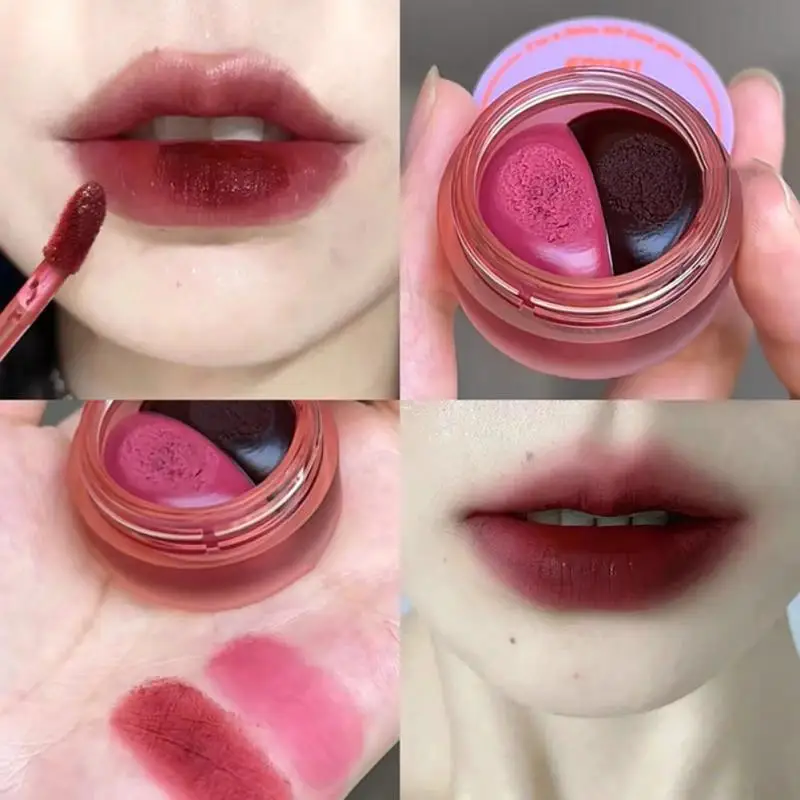

Lip Gloss 2 Colors Matte Chocolate Lipstick Waterproof Long Lasting Women Red Lip Tint Velvet Lip Glaze Cosmetics Makeup Lip Mud