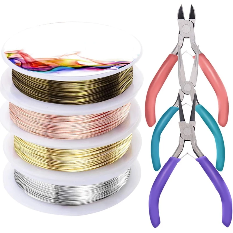 

7 Pcs Jewelry Beading Wire Tools Set Includes Needle Nose Pliers Round Nose Pliers Wire Cutters and Craft Wire