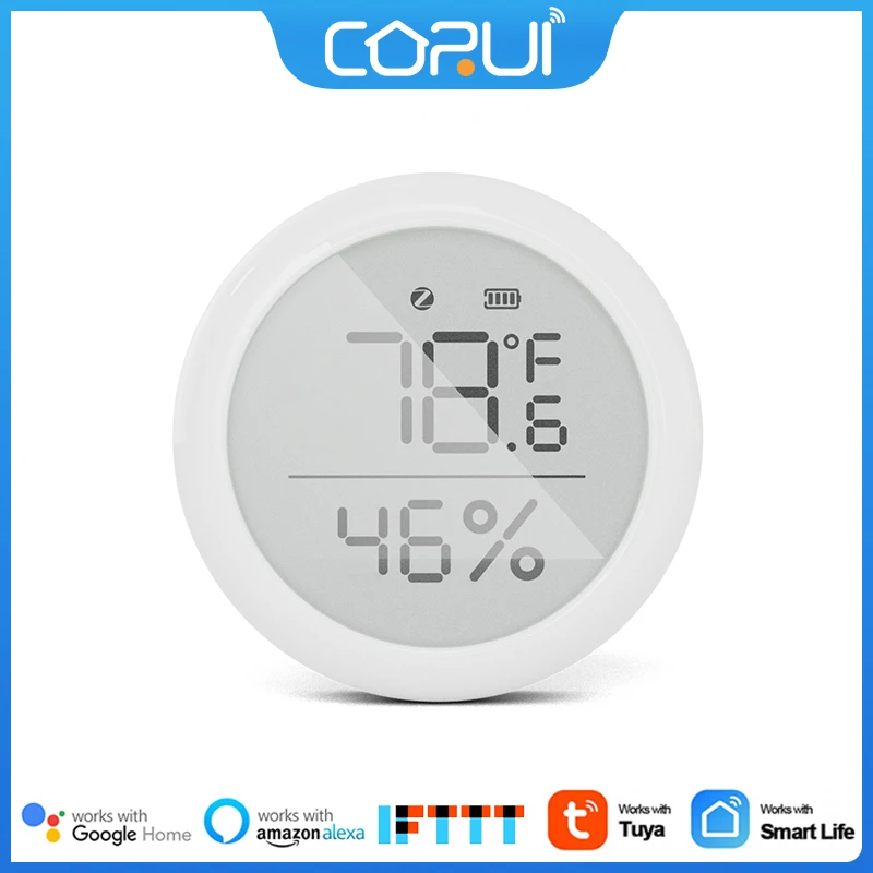 

CoRui Moes Temperature And Humidity Sensor Indoor Hygrometer With LCD Display Remote Control ZigBee Hub Gateway Tuya Smart ZigBe