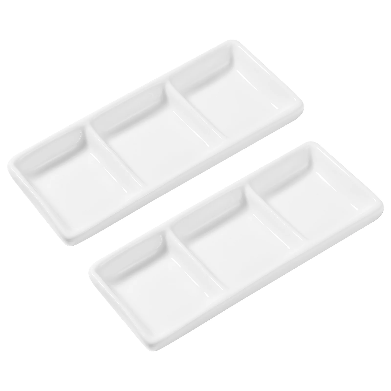 

Tray Serving Sauce Dish Appetizer Dishes Divided Compartment Platter Soy Ceramic Rectangular White Snackbowls Parties