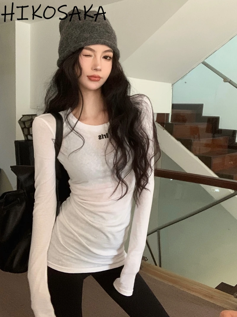 Женская футболка с длинным рукавом Повседневная облегающая круглым вырезом и