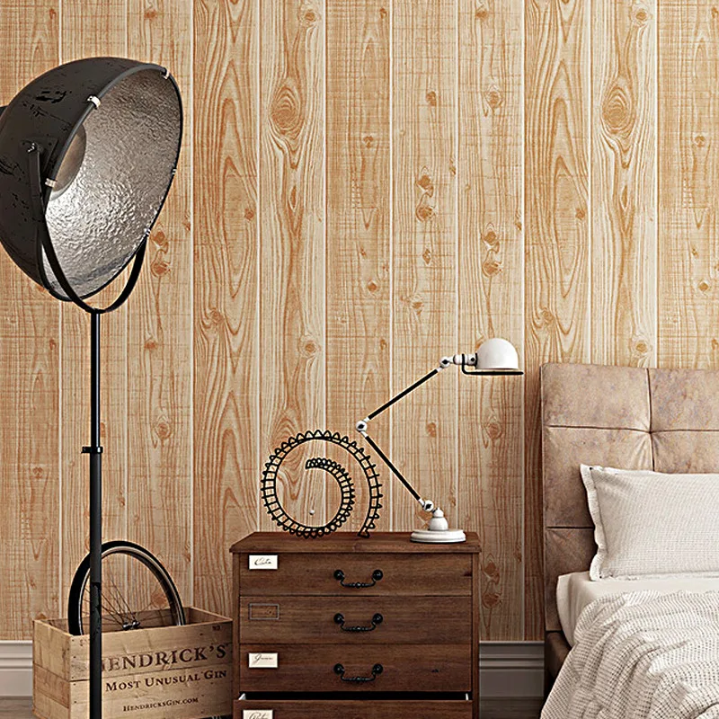 

3d Three-dimensional Wood Stripe Imitation Wood Grain Wallpaper Retro Wood Ceiling Attic Ceiling Wallpaper Wallpapers Living