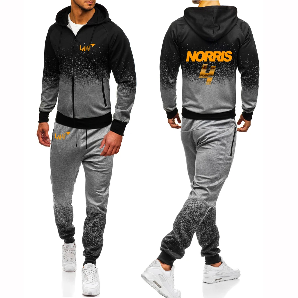 

F1 McLaren Team Racing Fans 2023 Men's Lando Norris New Print Harajuku Jacket Sport Hip Hop Gradient Hoodies Popular Casual Suit