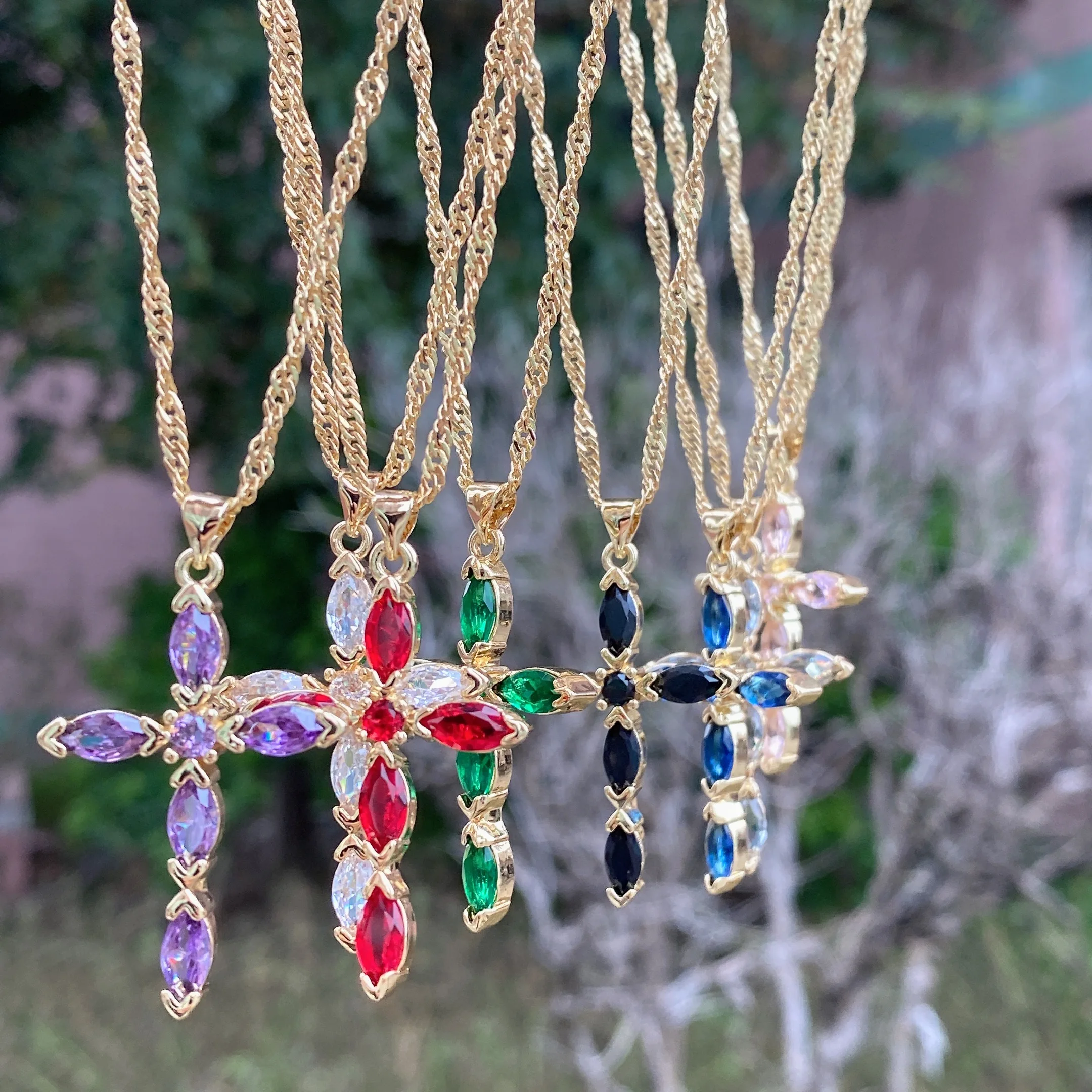 

Tendy, новое женское ожерелье, красочные циркониевые ожерелья с изображением Иисуса, двойные ожерелья для женщин, христианские ювелирные изде...