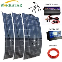 workstar 3pcs 100w flexible solar panels 12v solar charger for rvboat car 300w solar system for beginner outdoor solar charger
