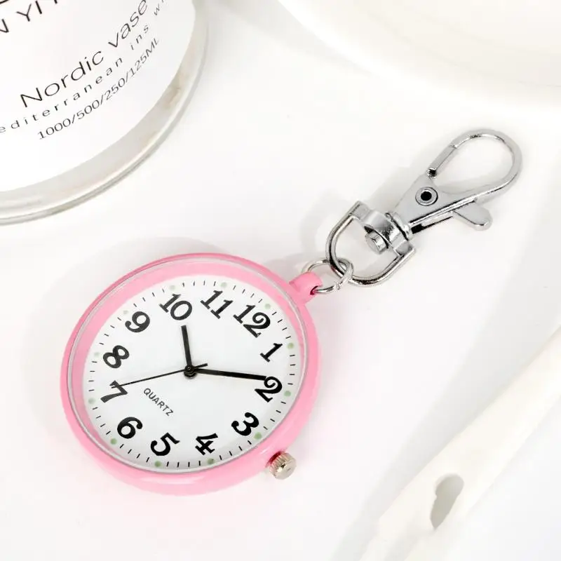 50Pcs/Lot Nurse Doctor Pocket Watches Clock For Hospital Medical Unisex Women Men Keychain Fob Clock With Battery Pendant Watch