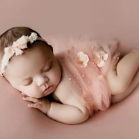 newborn photography props transparent mesh yarn pearls flower blanket baby swaddling wrap infant photo shooting backdrop