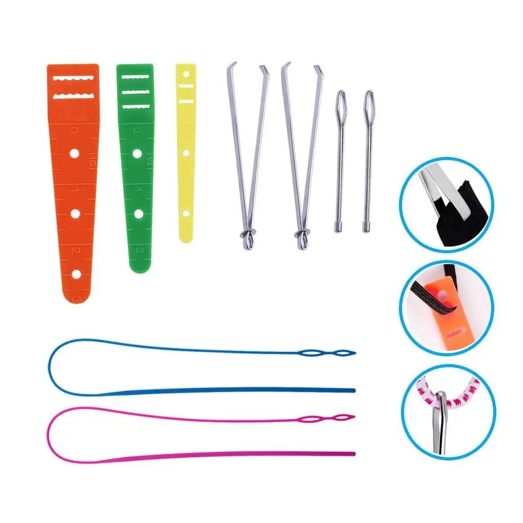 

9pcs Elastic Band Threader Drawstring Guide Sewing Waistband Elastic Strap Rope Threading Tool