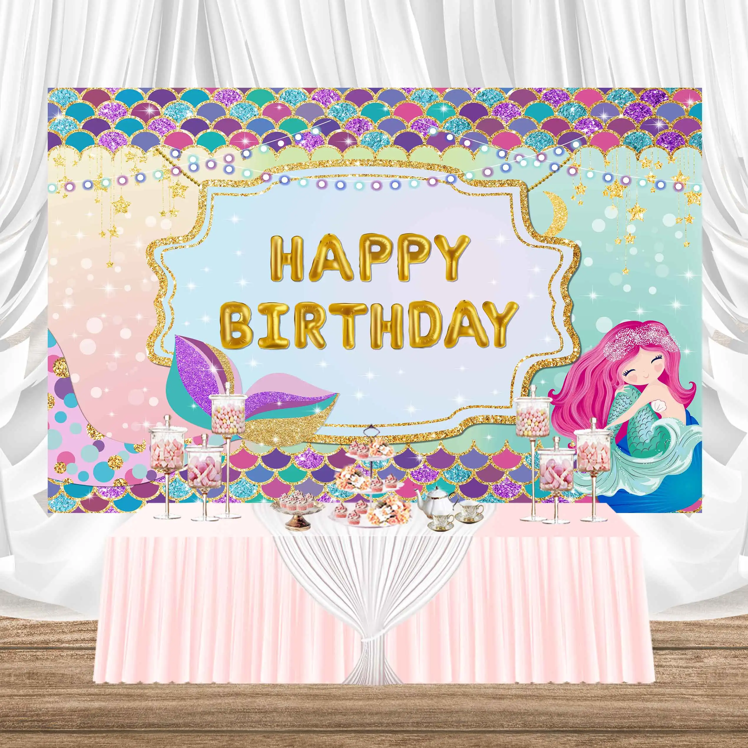 Фотофон SeekPro для детского дня рождения весы Детская фотография принцесса ракушка