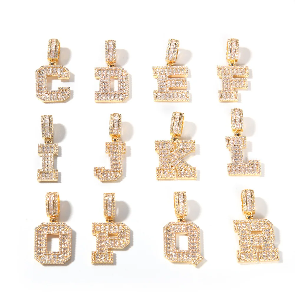 Bling Charm Letters Pendants Necklace Platinum Plated Men Women Lover Gift Couple Jewelry