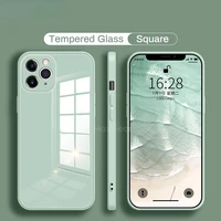 original liquid silicone tempered glass case for iphone 13 12 mini 11 pro x xs max xr se 2 7 8 plus hard cover protective capa 9