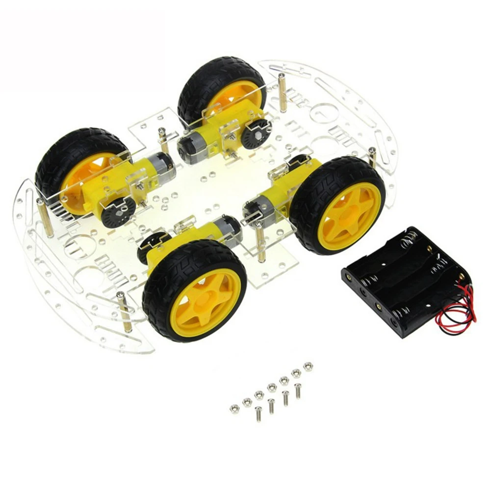 

DIY Robot Smart Car Chassis Kit for Arduino Drive Controller Board Stepper Motor Speed Encoder 4 Wheel and Battery Box