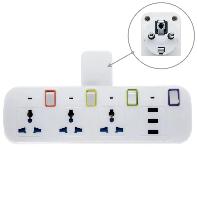 

Сетевой удлинитель Schuko с 3 USB-портами, 220-240 В переменного тока, 10 А