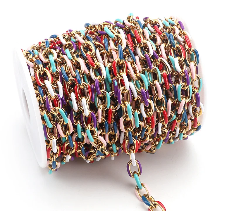 1 м/рулон цепочки из нержавеющей стали 304 с золотым и серебряным покрытием