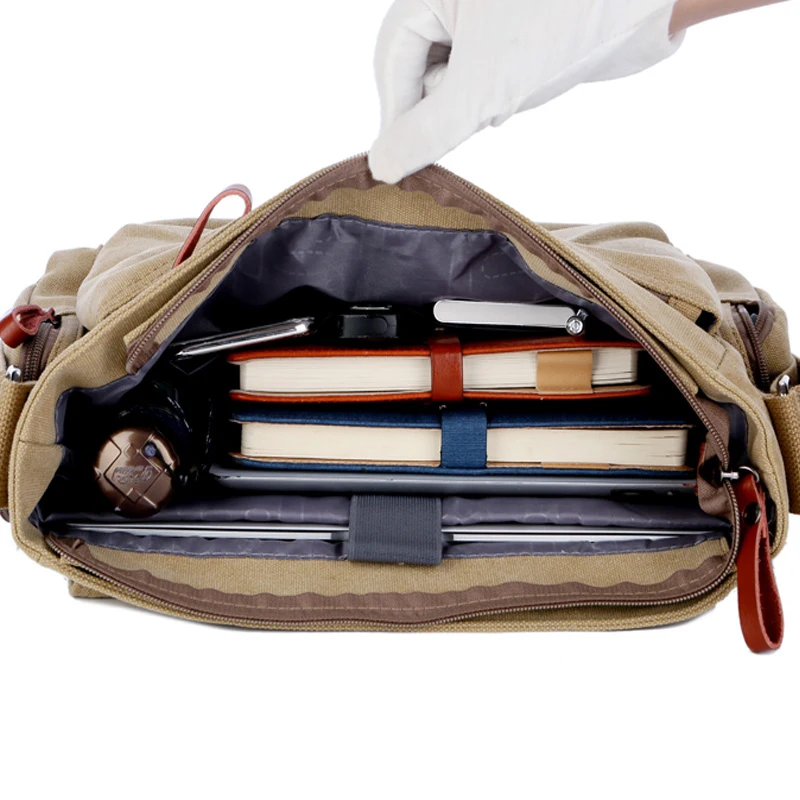 Durable Cartoon Printing Canvas Messenger Bag for Men Large Capacity Shoulder Casual Tote Luxury Designer Laptop College Schoolb