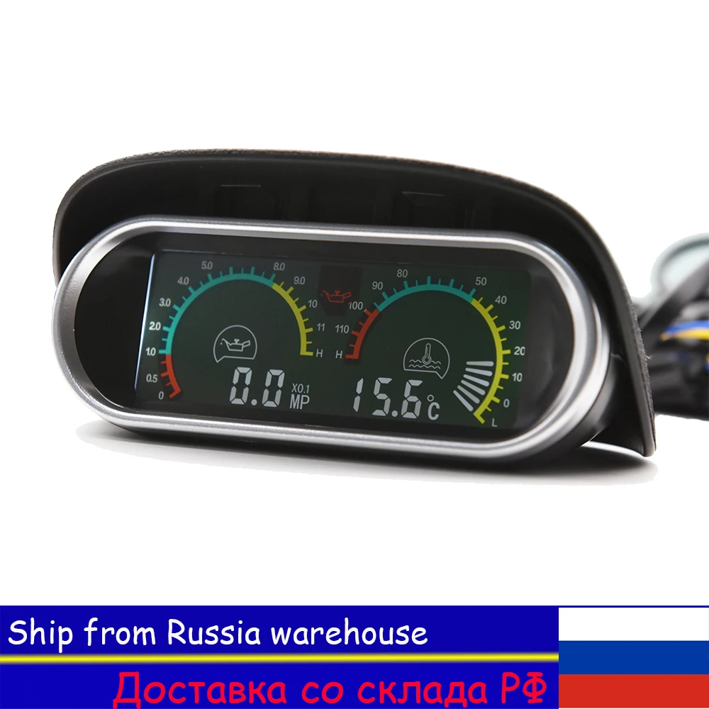 

Измеритель давления масла, Россия, 2 в 1, ЖК-дисплей, датчик температуры воды, датчик 1/8NPT, для грузовиков, 12 В/24 В, индикатор давления масла