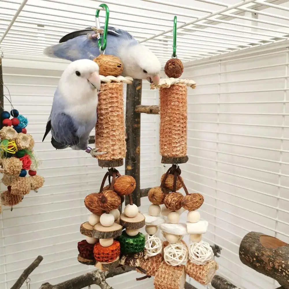 

Parrot Hanging Chewing Toys Corn Cob Rattan Ball Molar Treats Toy Bird Cage Accessories For Relieve Boredom Drop Shipping