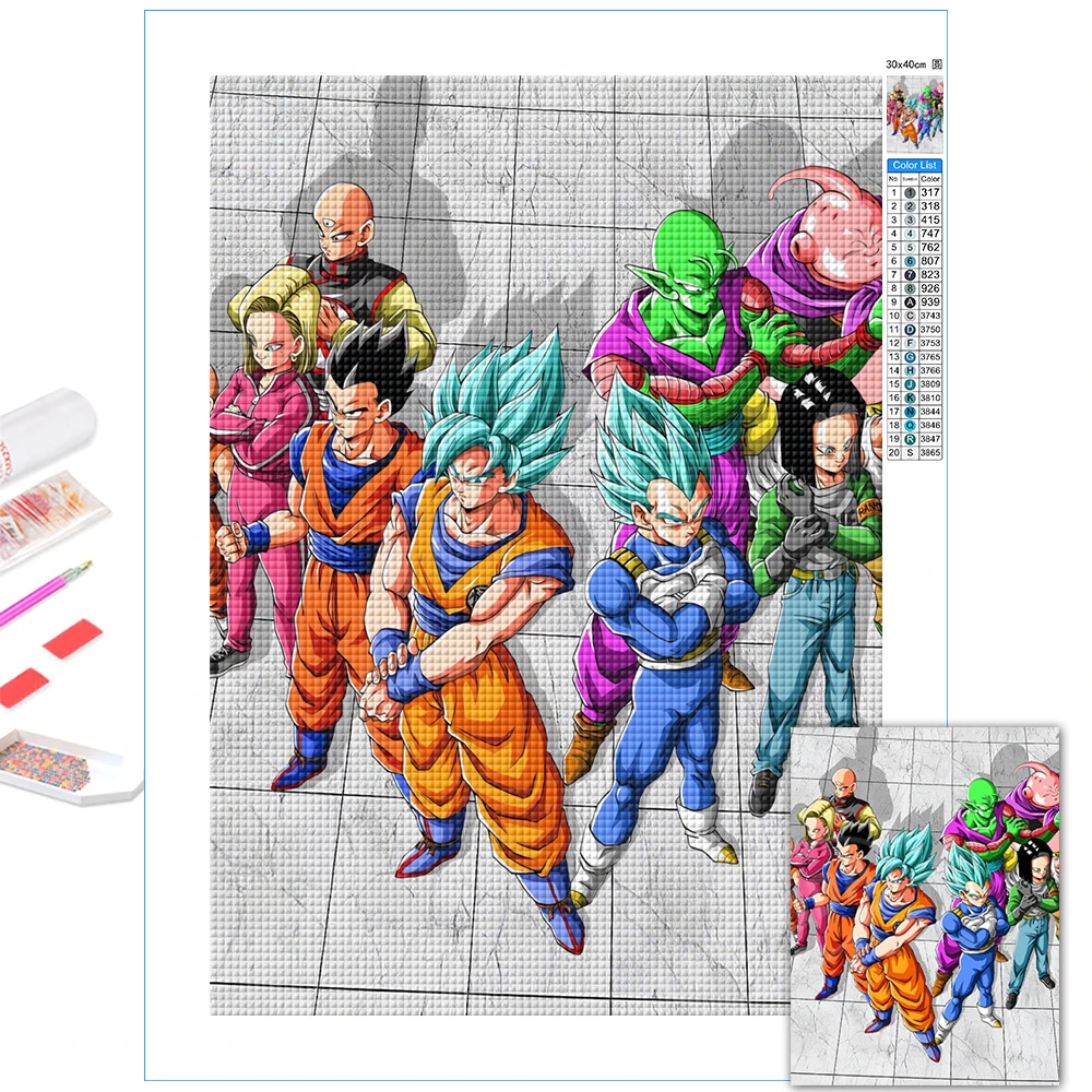 

Full Anime Square Drill Home Decoration Dragon Ball 5D Diamond Goku Painting Embroidery Cross Stitch Picture Handmade Wall Art