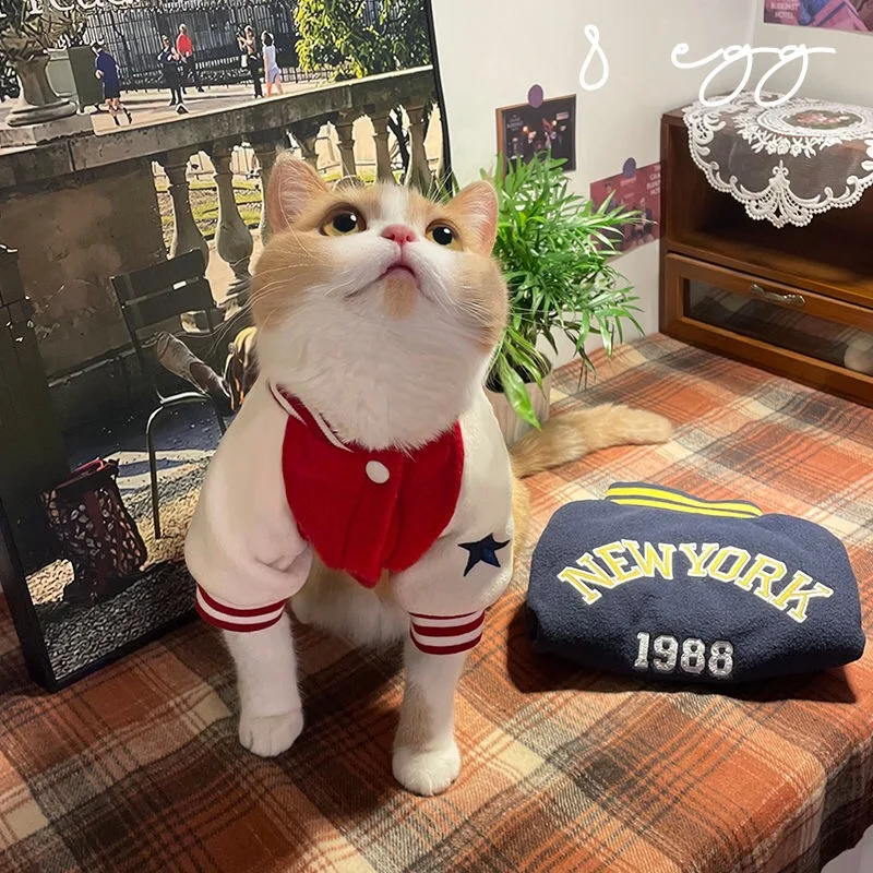 

Осенне-зимние бейсбольные Джерси для домашних животных, одежда для собак, Флисовая теплая бейсбольная рубашка, свитшот для кошек и щенков, куртка для маленьких и средних собак
