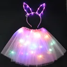 Женский светящийся танцевальный костюм, юбка-пачка с подсветильник кой, светящиеся костюмы, праздничная повязка на голову с короной в виде кролика, кошки, Пасхи