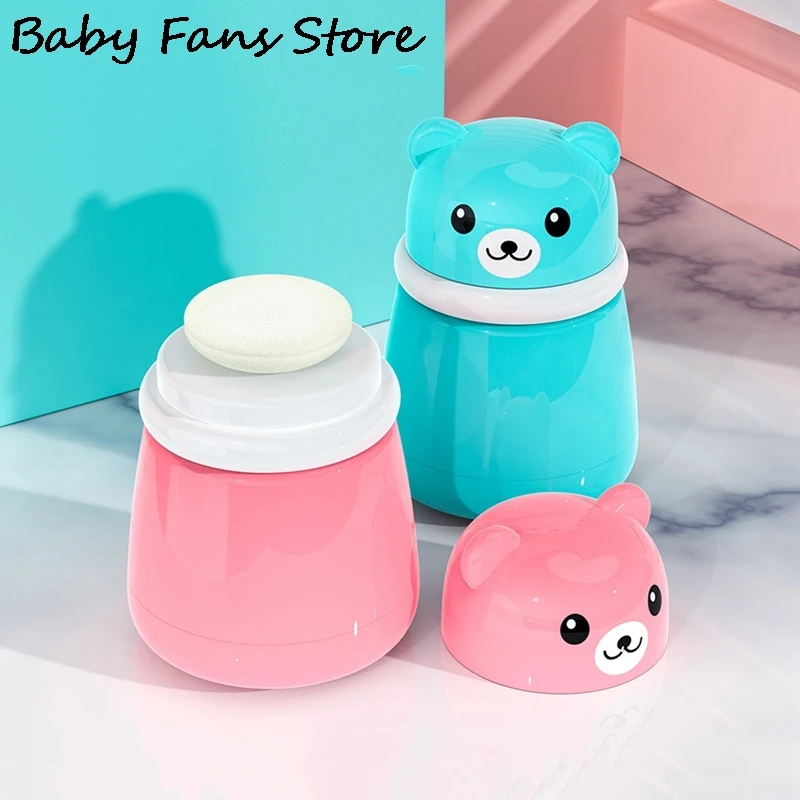 Baby Powder Puff Box Infant Newborn Portable Container Cartoon Bear Storage Boxes Skin Sponge Organizers Travel Talcum Carrier