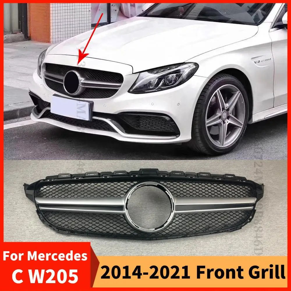 Спортивная передняя решетка бампера для Mercedes W205 C205 S205 2014-2021 Benz C C180 C300 C200 C260 C250 AMG Стильная отделка Спортивная передняя решетка бампера для Mercedes W205 C205 S205 2014-2021 Benz C C180 C300 C200 C260 C250 AMG Стильная отделка