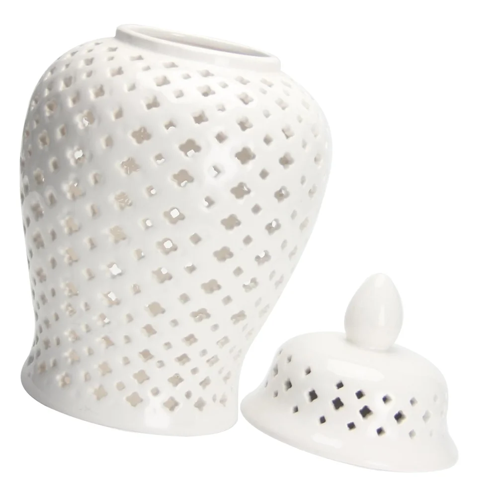 

Ceramic Hollow Vase Decorative Hollow Out Jar Countertop Wedding Flower Vase