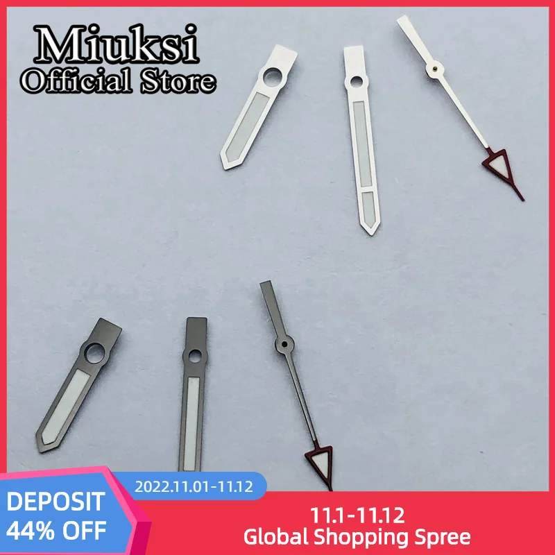 

Miuksi silver gray watch hands green luminous fit NH35 NH36 ETA2824 2836 Miyota8205 8215 821A Mingzhu DG2813 3804 PT5000movement