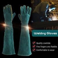 1 pair 4560cm welding gloves cowhide leather welding gloves thickened welder gloves labor safety protection gloves