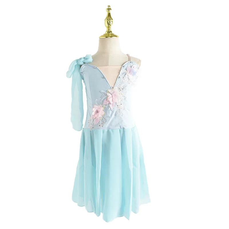 Детское балетное платье для девочек розовое синее белое шифоновое классическое