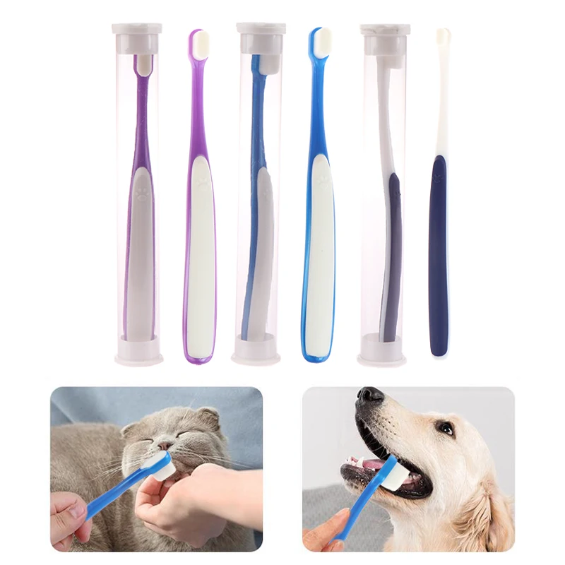 

360 Degree Round Pet Toothbrush Remove Bad Breath Tartar Teeth Care Dog Cat Cleaning Mouth Dog Cat Cleaning Supplies