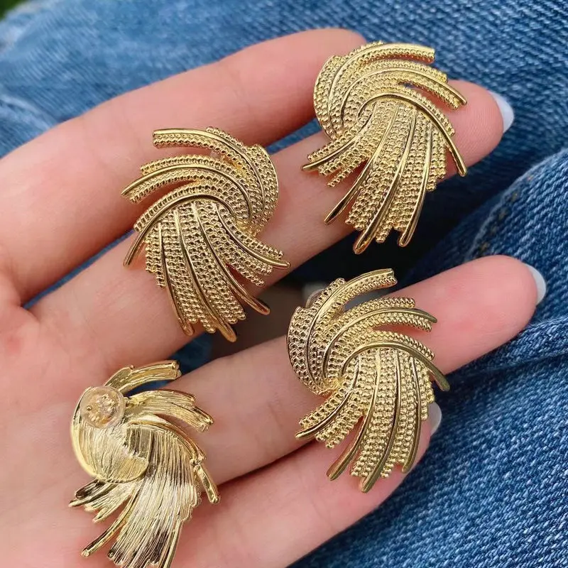 5 парт/Лот Модные Позолоченные серьги-гвоздики уникальный дизайн медные серьги