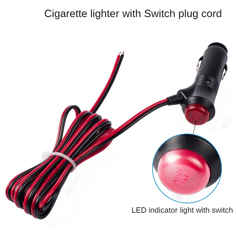 

12V 24V Car Motorcycle Male Cigarette Lighter Socket Plug Connector 1m/2m/3m Wire with Switch Charger Cable Socket Car