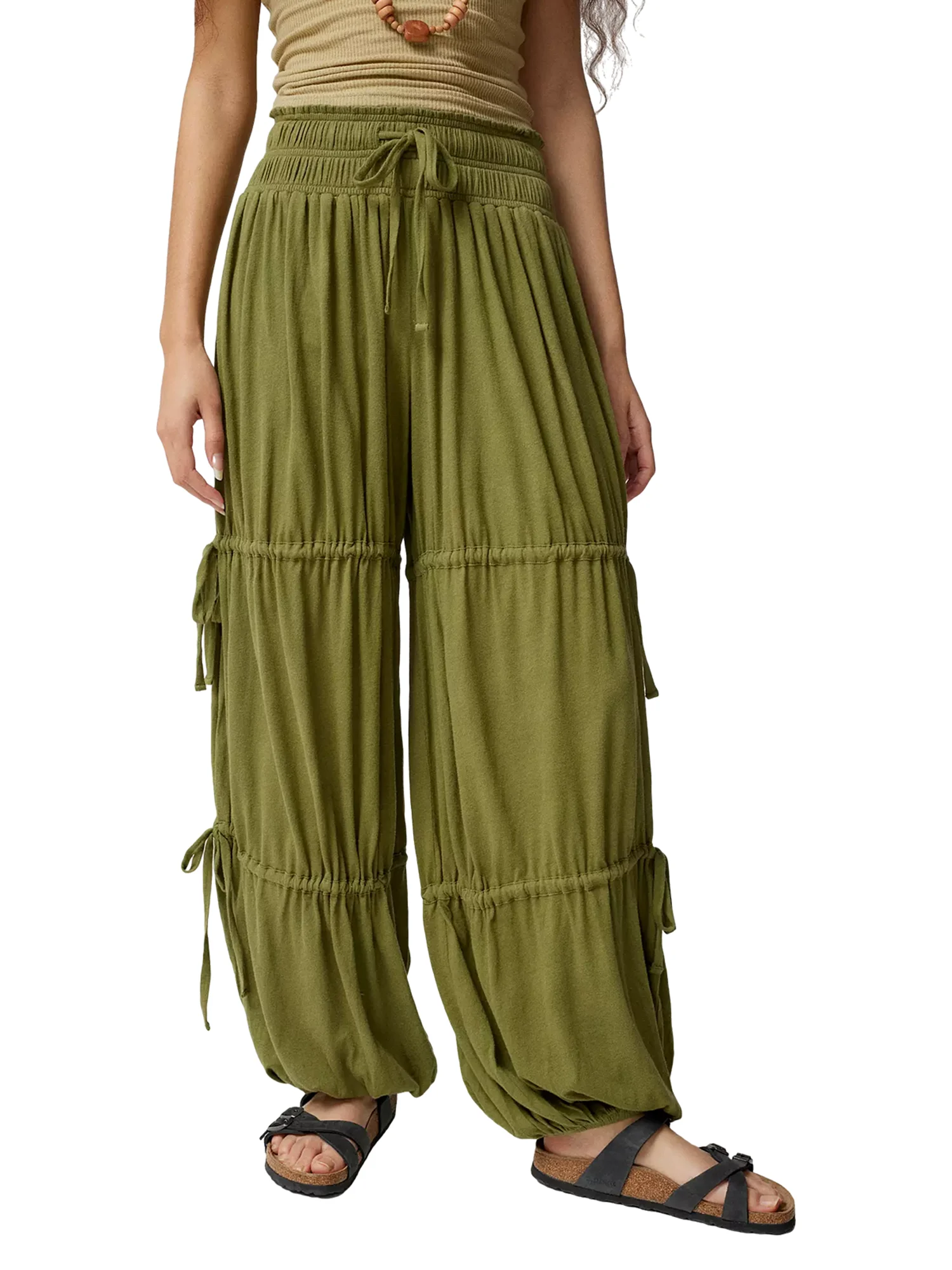 

Women s Casual Wide Leg Palazzo Pants with Ruched Pleats and Baggy Harem Style - Loose Fit Lounge Trousers for Yoga and