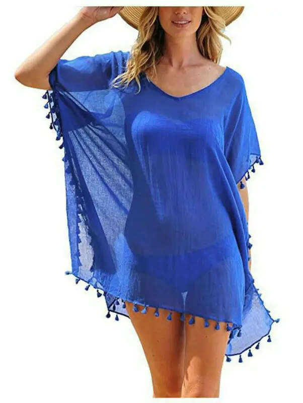 

2020 Hot Fashion Women Bikini Cover-Ups Dress Swim Summer Beach Bathing Swimsuit Baggy Tunic Tops T-Shirt Women Cotton Blouse